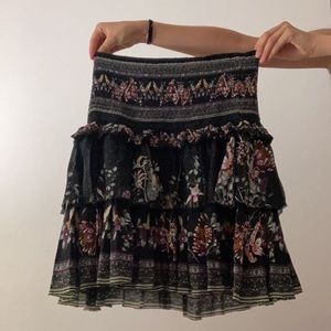 Camilla pattern ruffle skirt %100 silk